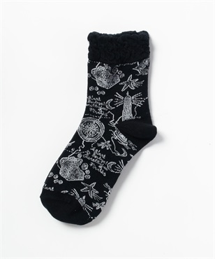 マリン柄クルー丈ソックス(99ブラック-40)