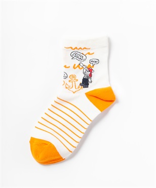 パイレーツ柄クルー丈ソックス(01ホワイト-40)