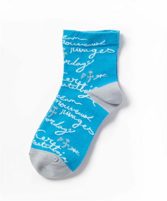 メッセージ柄アンクル丈ソックス(50ブルー-40)