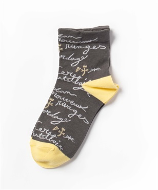 メッセージ柄アンクル丈ソックス(97チャコールグレー-40)