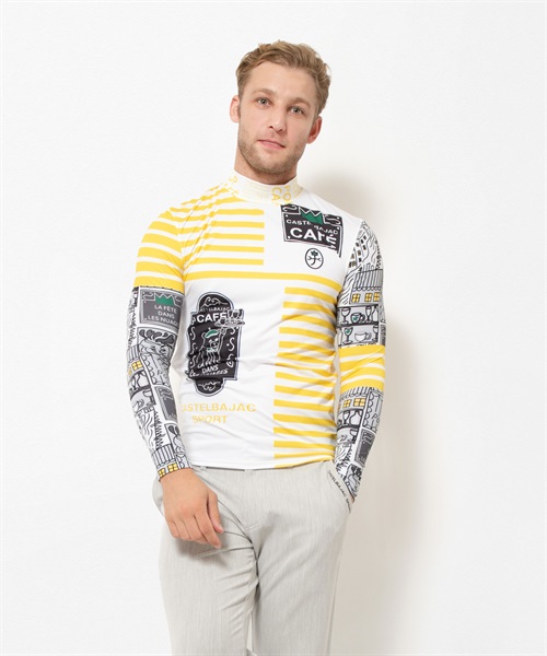 カフェロゴ柄昇華転写インナー長袖tシャツ カステルバジャック Castelbajac 公式通販 カフェロゴ柄昇華転写インナー長袖tシャツ カステルバジャック Castelbajac 公式通販