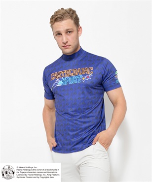 POPEYE(TM) 昇華転写鹿の子モックネック半袖Tシャツ(57 インクブルー-46)