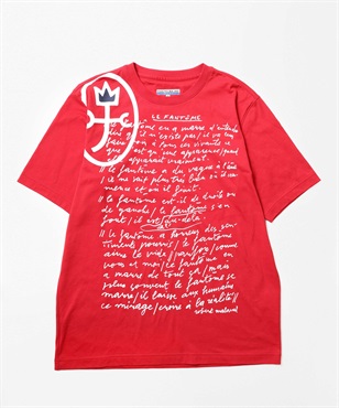 【EC限定】綿天竺50文字柄プリント　Tシャツ(80レッド-44)