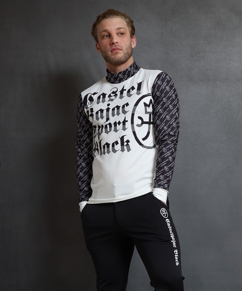 【BLACK】ゴシックロゴ昇華転写インナー長袖Tシャツ(01ホワイト-46)