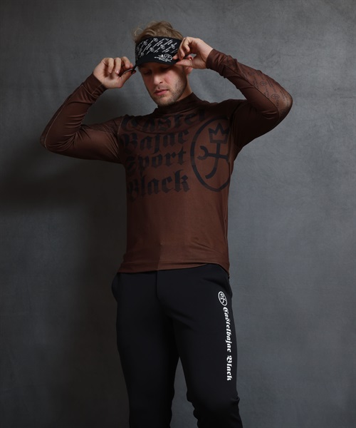 【BLACK】ゴシックロゴ昇華転写インナー長袖Tシャツ(19ダークブラウン-46)
