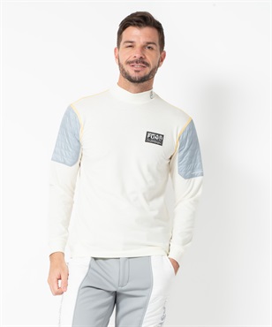 起毛素材異素材使いハイネックTシャツ(01ホワイト-46)