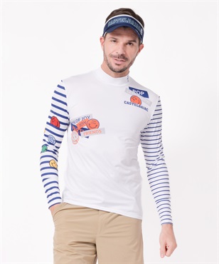 スマイル+ロゴ柄PEベア天昇華転写インナー長Tシャツ(01ホワイト-46)