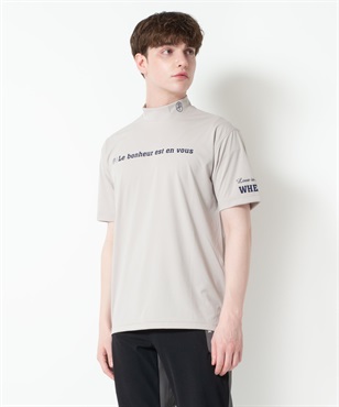 【BLACK】ストレッチスムース単色Pt入りモックネック半袖Tシャツ(12ベージュ-46)