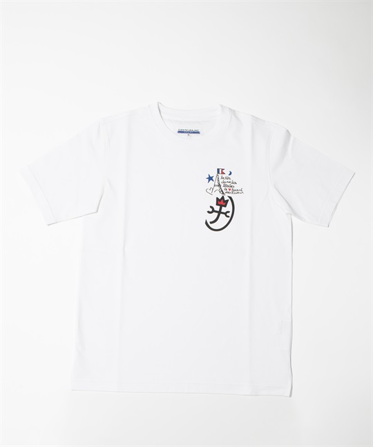 【EC限定】50/2シルケット天竺パリ+家紋ロゴ胸プリント半袖Tシャツ(01ホワイト-44)