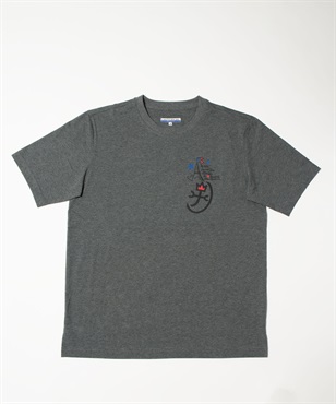 【EC限定】50/2シルケット天竺パリ+家紋ロゴ胸プリント半袖Tシャツ(97チャコールグレー-44)
