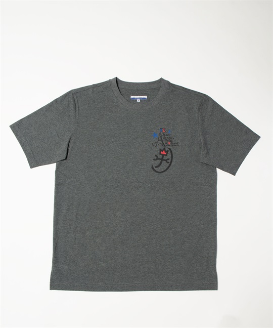 【EC限定】50/2シルケット天竺パリ+家紋ロゴ胸プリント半袖Tシャツ(97チャコールグレー-44)