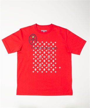 【EC限定】50/2シルケット天竺モノグラムロゴプリント半袖Tシャツ(80レッド-44)