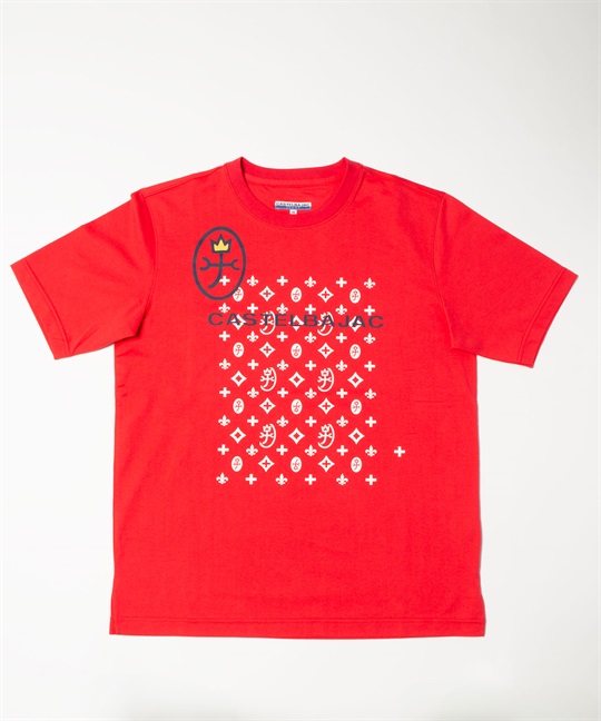 【EC限定】50/2シルケット天竺モノグラムロゴプリント半袖Tシャツ(80レッド-44)