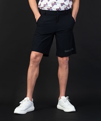 【BLACK】NYストレッチタフタプリント入りハーフパンツ