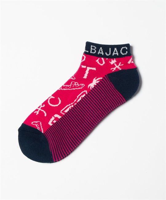 オリジナル総柄底ボーダースニーカー丈ソックス(70オペラピンク-46)