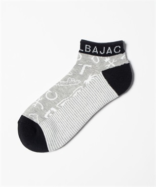 オリジナル総柄底ボーダースニーカー丈ソックス(95グレー-46)