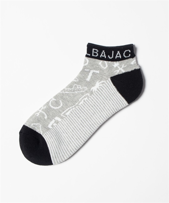 オリジナル総柄底ボーダースニーカー丈ソックス(95グレー-46)