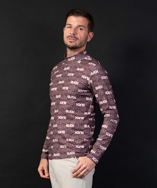 【BLACK】ロゴ総柄昇華転写インナー長Tシャツ(19ダークブラウン-46)