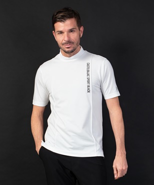 【BLACK】ピンタック入りモックネック半袖Tシャツ(01ホワイト-46)