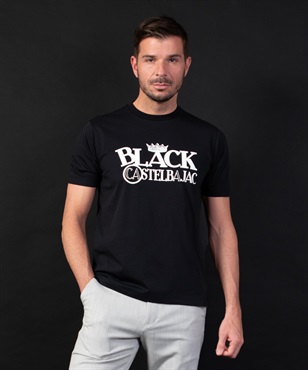 ロゴプリント入り丸首半袖Tシャツ(99ブラック-46)