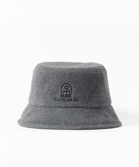 【BLACK】フリース家紋刺繍入りハット(95グレー-48)