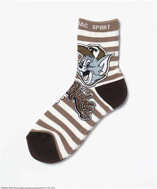 【TOM and JERRY】ベースボール/ボーダー柄アンクル丈ソックス(01ホワイト-46)