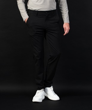 【BLACK】両面起毛センタープレス+刺繍入り長パンツ(99ブラック-44)
