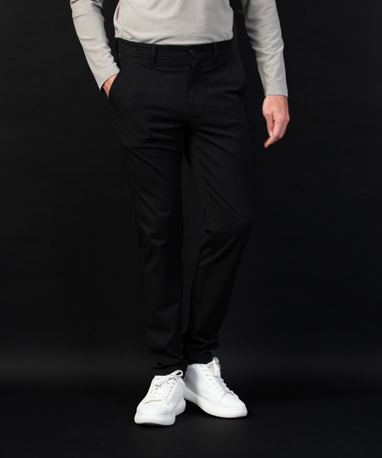 【BLACK】両面起毛センタープレス+刺繍入り長パンツ(99ブラック-44)