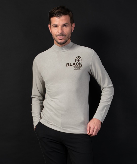 【BLACK】MIPベア天プリント入りインナー長Tシャツ(16モカベージュ-46)