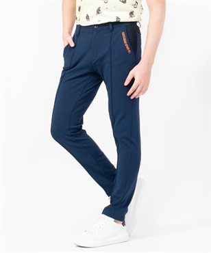 ダンボールニット/メッシュ素材切替刺繍入り長パンツ(59ネイビー-44)