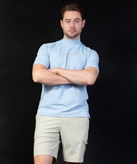 【BLACK】リサイクルベア天Pt入りモックネック半袖Tシャツ