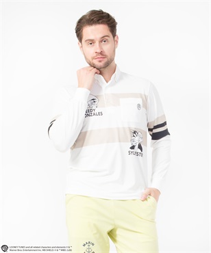 SPEEDY GONZALESメッシュ素材パネル昇華転写Pt長袖ポロシャツ(01ホワイト-46)