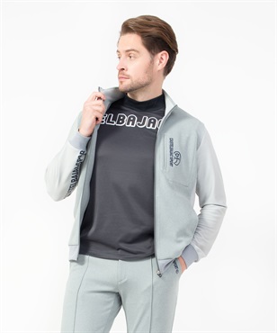 ダンボールニット/メッシュ素材切替ロゴPt入りブルゾン(95グレー-46)