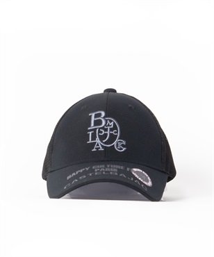 【BLACK】立体ロゴ刺繍+Pt入りメッシュ使いキャップ(99ブラック-48)