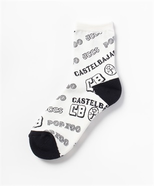 斜めロゴ総柄アンクル丈ソックス(01ホワイト-46)