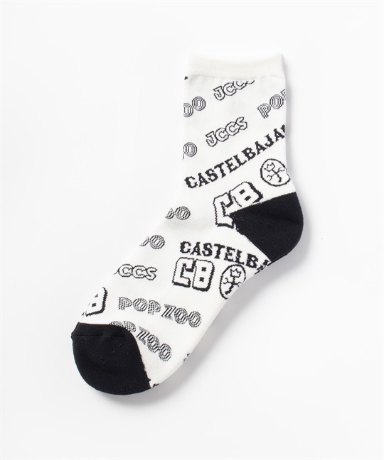 斜めロゴ総柄アンクル丈ソックス(01ホワイト-46)