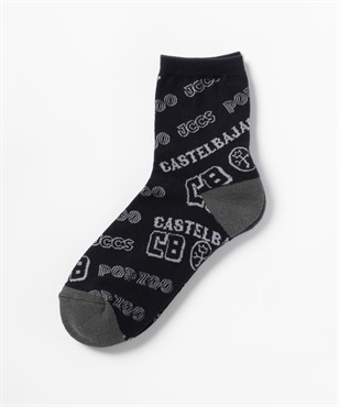 斜めロゴ総柄アンクル丈ソックス(99ブラック-46)