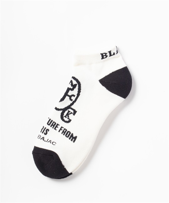 【BLACK】ロゴ+家紋スニーカー丈ソックス(01ホワイト-46)