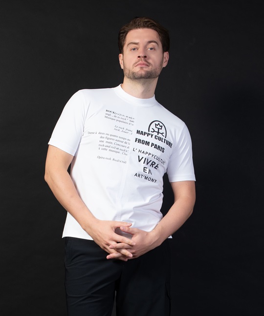 【BLACK】TEXBRID切替+大柄Pt入り半袖Tシャツ(01ホワイト-46)