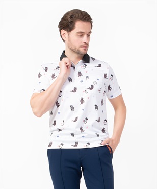 ブライトロゴJQ+総柄昇華転写半袖ポロシャツ(01ホワイト-46)