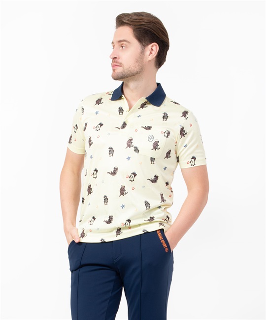 ブライトロゴJQ+総柄昇華転写半袖ポロシャツ(31シトラス-46)