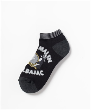 ラッコ+ペンギン柄スニーカー丈ソックス(99ブラック-46)