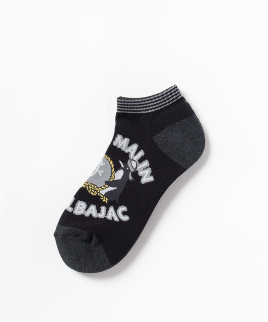 ラッコ+ペンギン柄スニーカー丈ソックス(99ブラック-46)