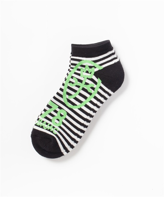 家紋+ロゴボーダースニーカー丈ソックス(99ブラック-46)