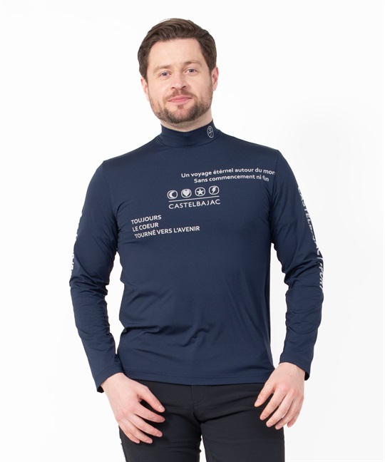 リサイクルベア天長袖ハイネックTシャツ(59ネイビー-46)