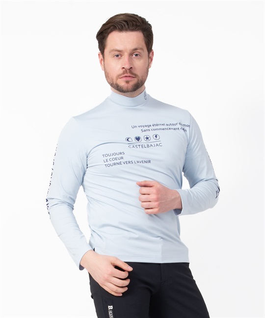 リサイクルベア天長袖ハイネックTシャツ(53サックス-46)
