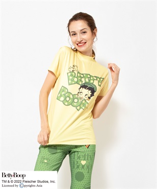 BETTY BOOP(TM) 昇華転写プリント半袖モックネックTシャツ(30 イエロー-40)