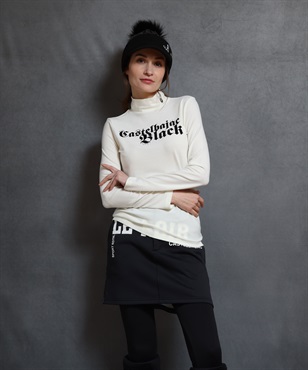 【BLACK】プレミアウォームラインストーン付インナー長袖Tシャツ(01ホワイト-40)