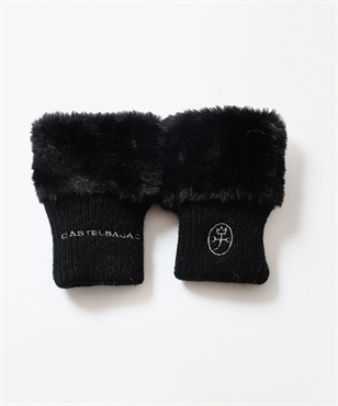 【BLACK】ファー＆ニット刺繍入りハンドウォーマー(99ブラック-40)