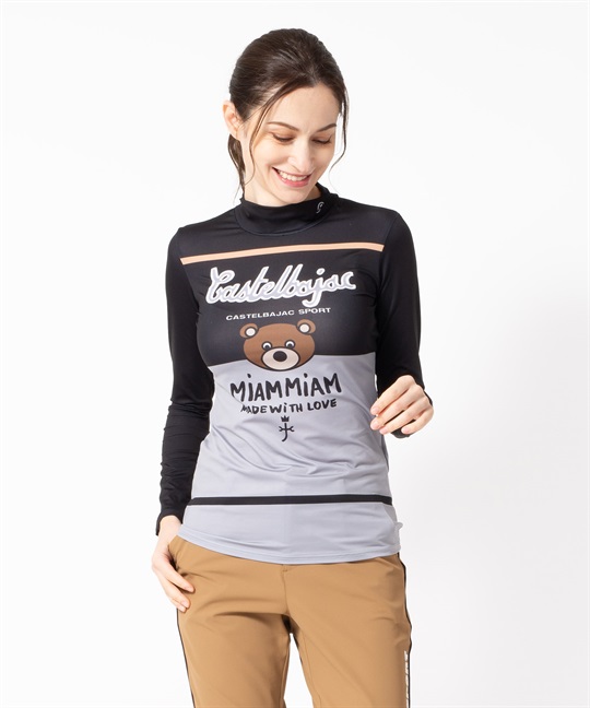 スープ缶柄　吸水速乾長袖ハイネックTシャツ(99ブラック-40)